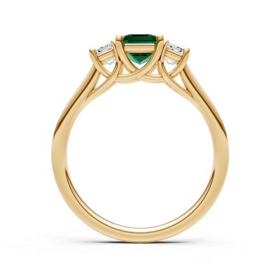Emerald Three Emerald Cut Stone Ring