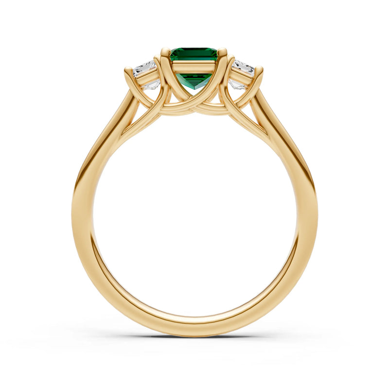 Emerald Three Emerald Cut Stone Ring
