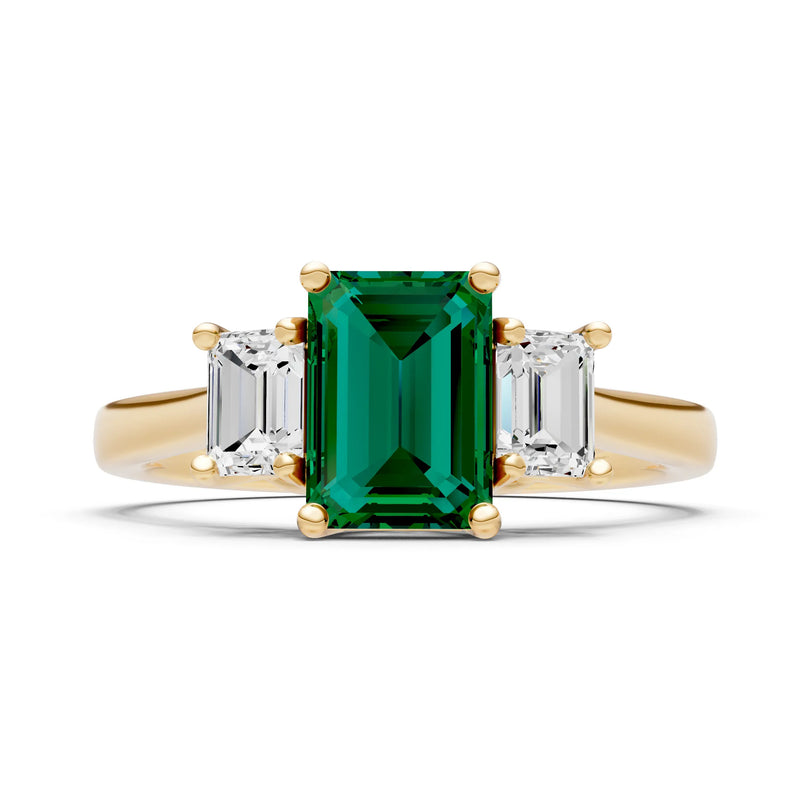 Emerald Three Emerald Cut Stone Ring