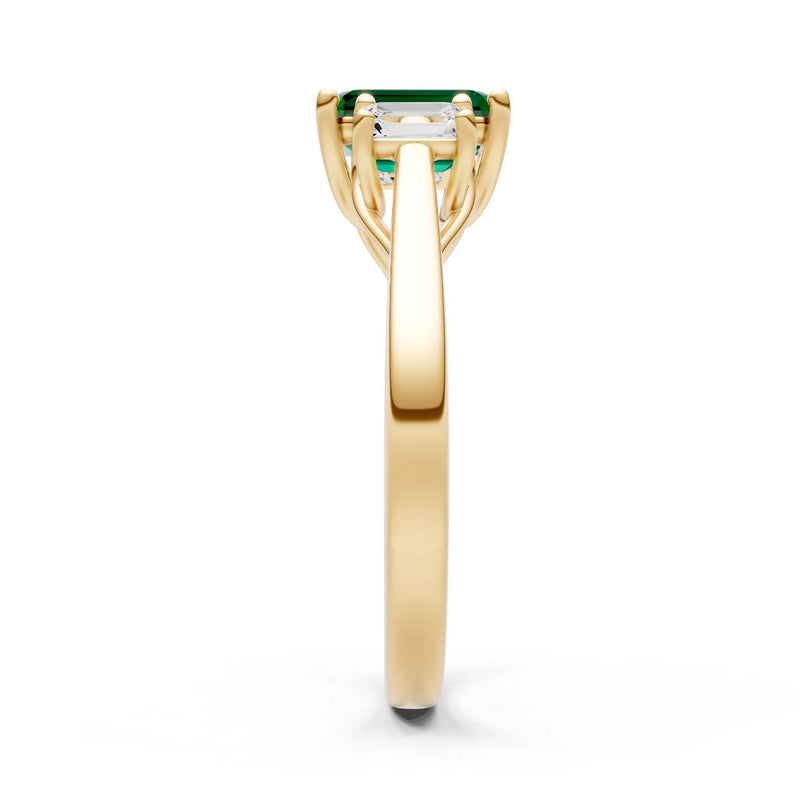 Emerald Three Emerald Cut Stone Ring