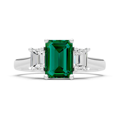 Three Emerald Cut Gemstone Gold Ring
