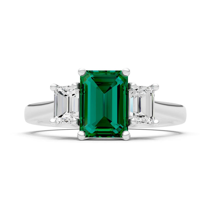 Three Emerald Cut Gemstone Gold Ring