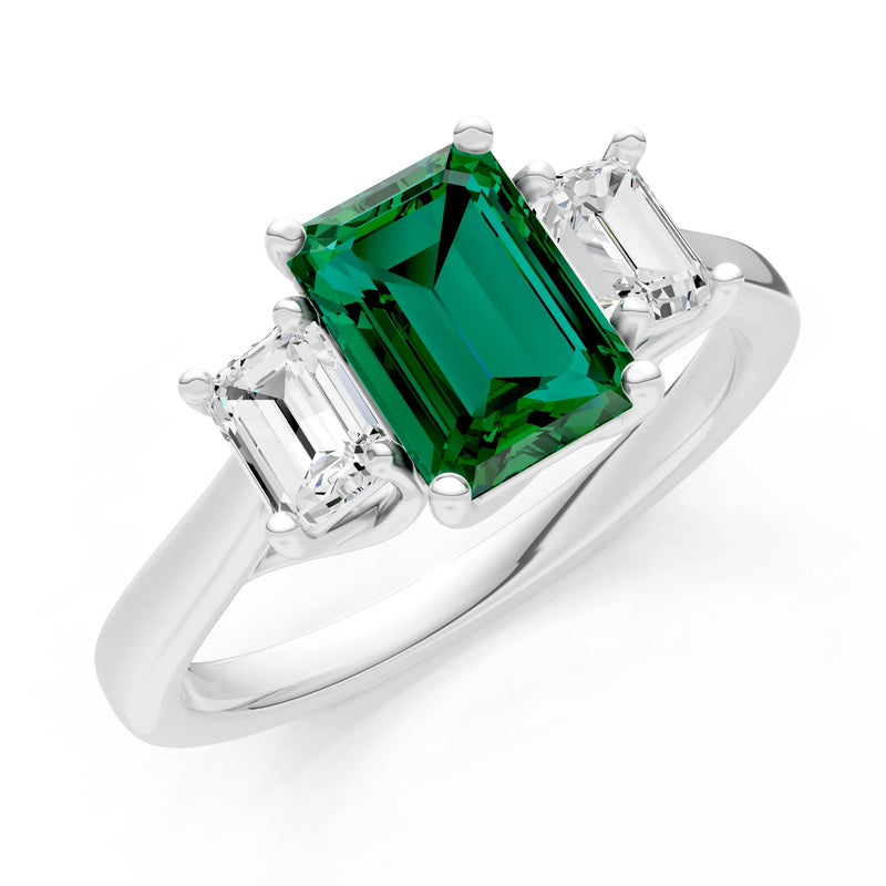 Three Emerald Cut Gemstone Gold Ring