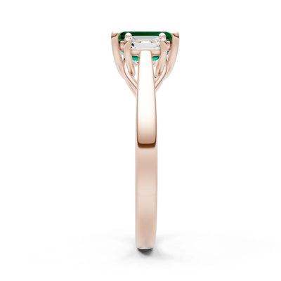 Three Emerald Cut Gemstone Gold Ring
