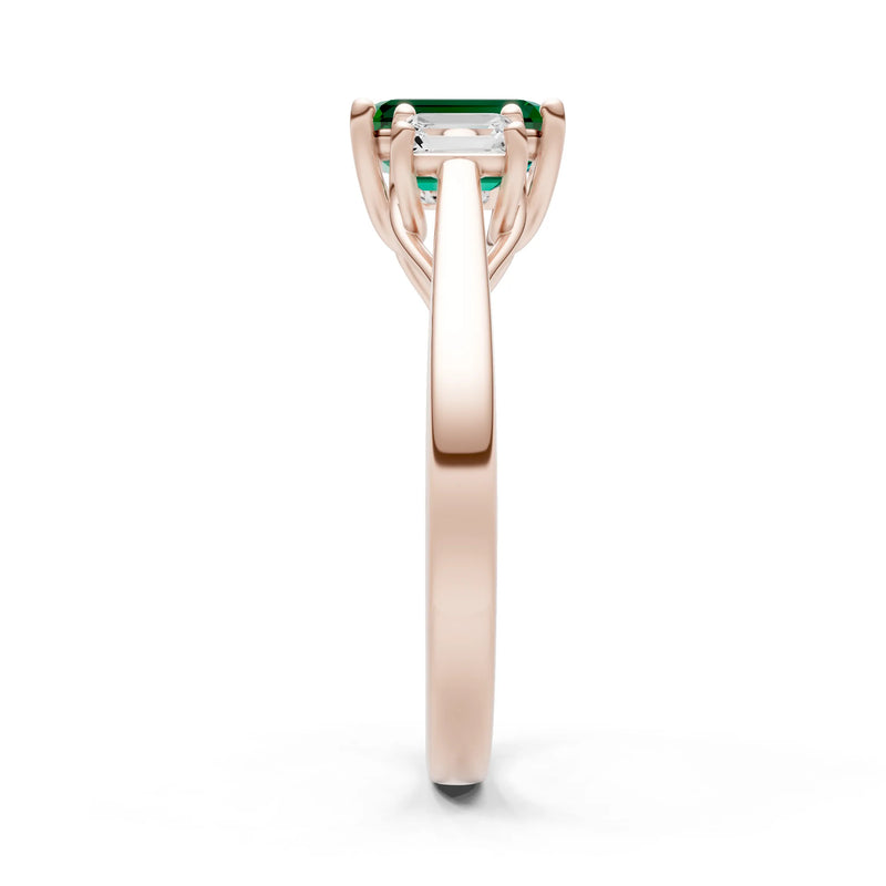 Three Emerald Cut Gemstone Gold Ring