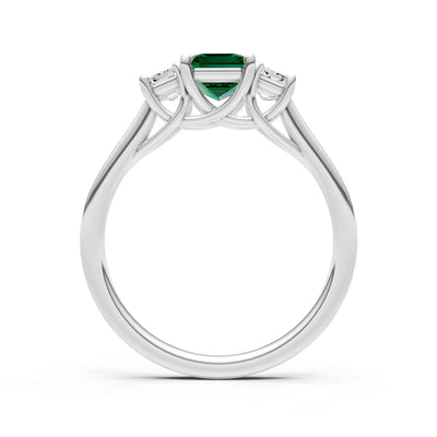 Emerald Three Emerald Cut Stone Ring