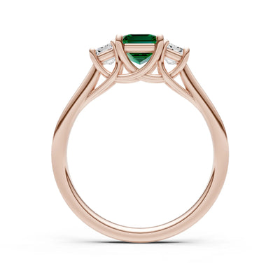 Emerald Three Emerald Cut Stone Ring
