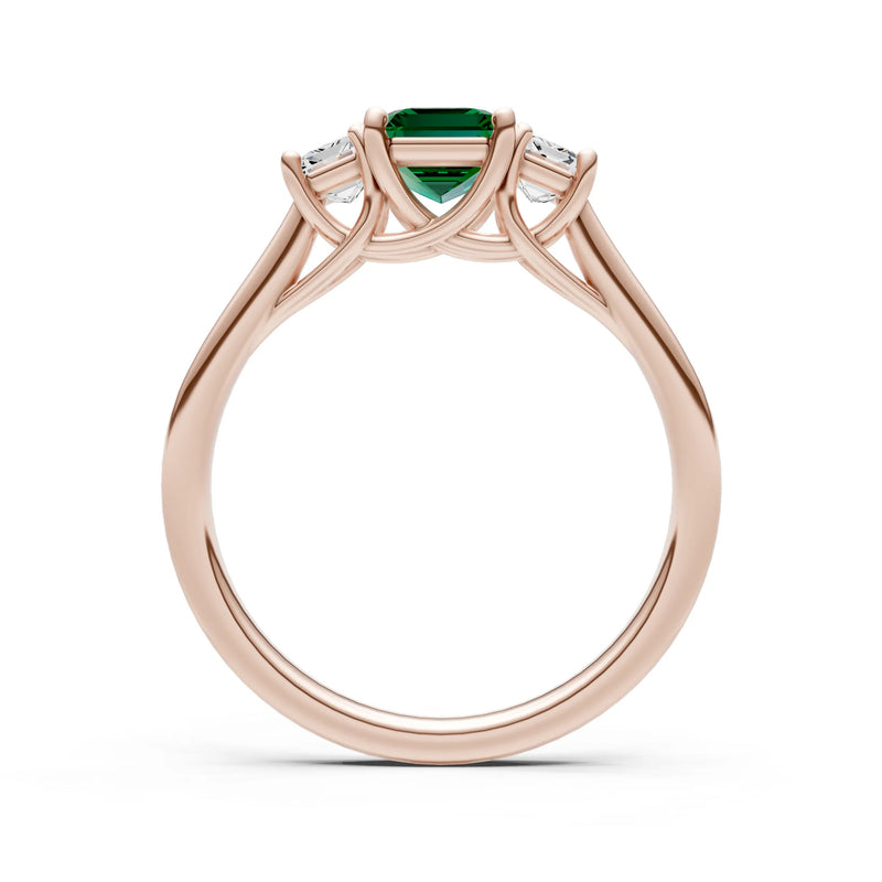 Emerald Three Emerald Cut Stone Ring