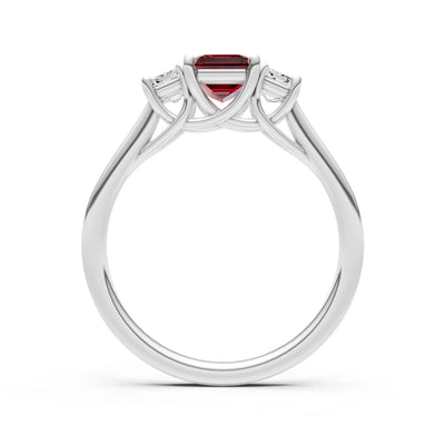 Garnet Three Emerald Cut Stone Ring