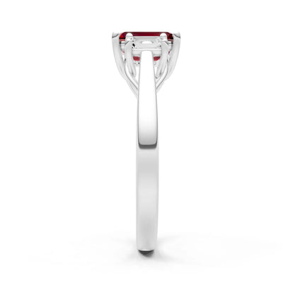 Garnet Three Emerald Cut Stone Ring