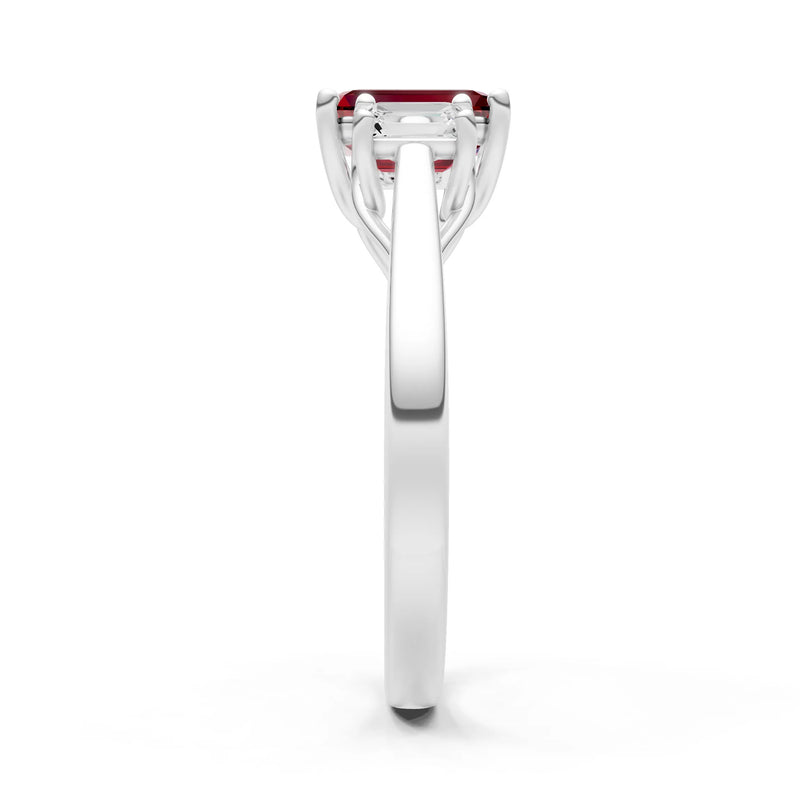 Garnet Three Emerald Cut Stone Ring