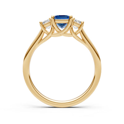 London Blue Topaz Three Emerald Cut Stone Ring
