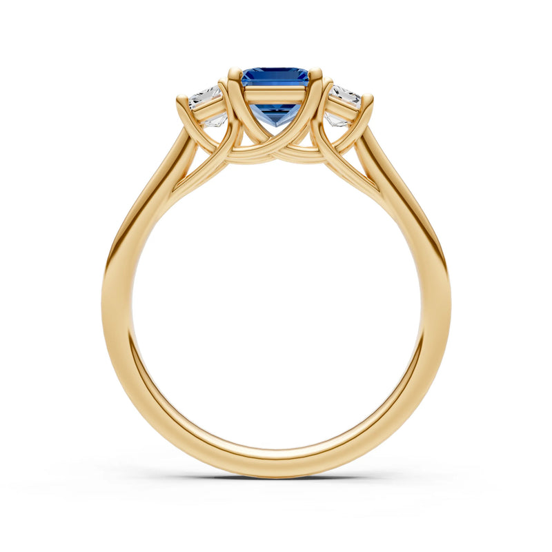 London Blue Topaz Three Emerald Cut Stone Ring