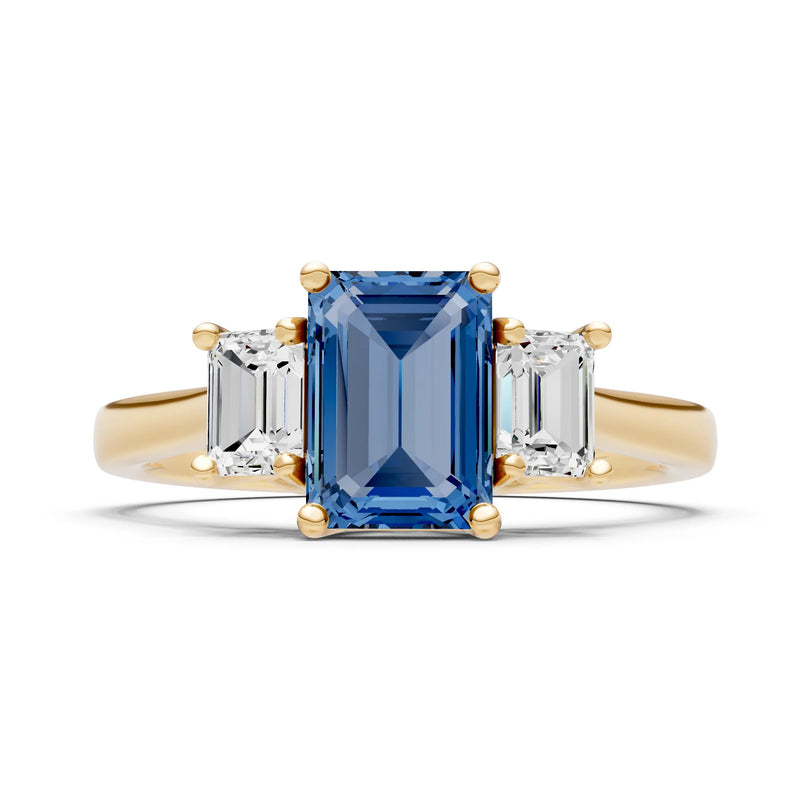 London Blue Topaz Three Emerald Cut Stone Ring