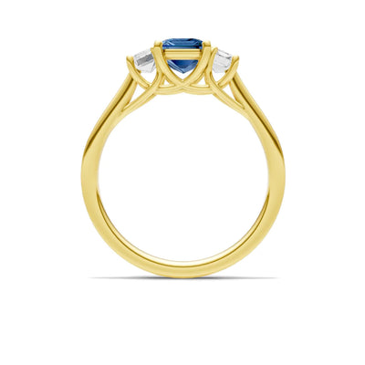 London Blue Topaz Three Emerald Cut Stone Ring