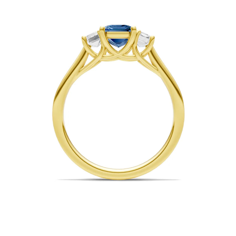 London Blue Topaz Three Emerald Cut Stone Ring