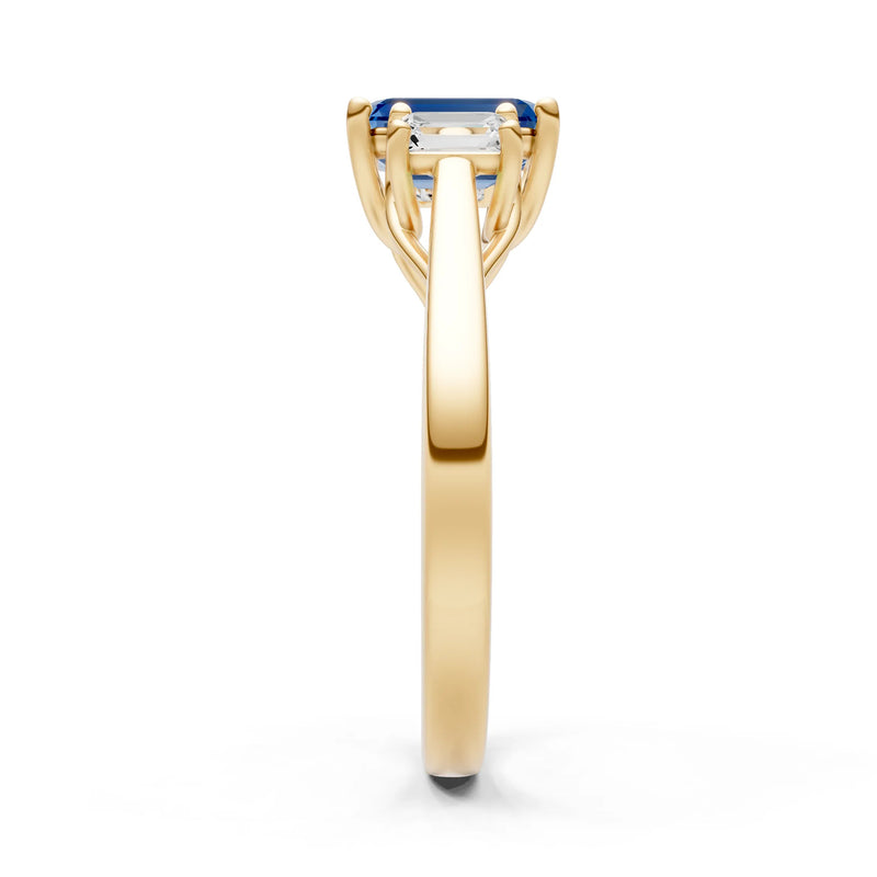 London Blue Topaz Three Emerald Cut Stone Ring