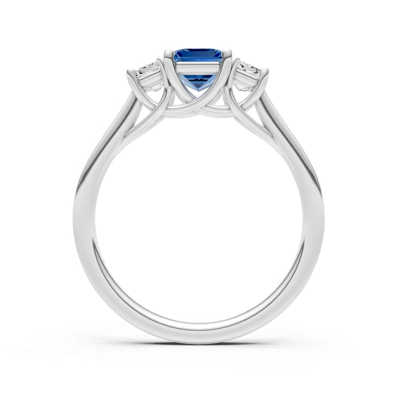 London Blue Topaz Three Emerald Cut Stone Ring
