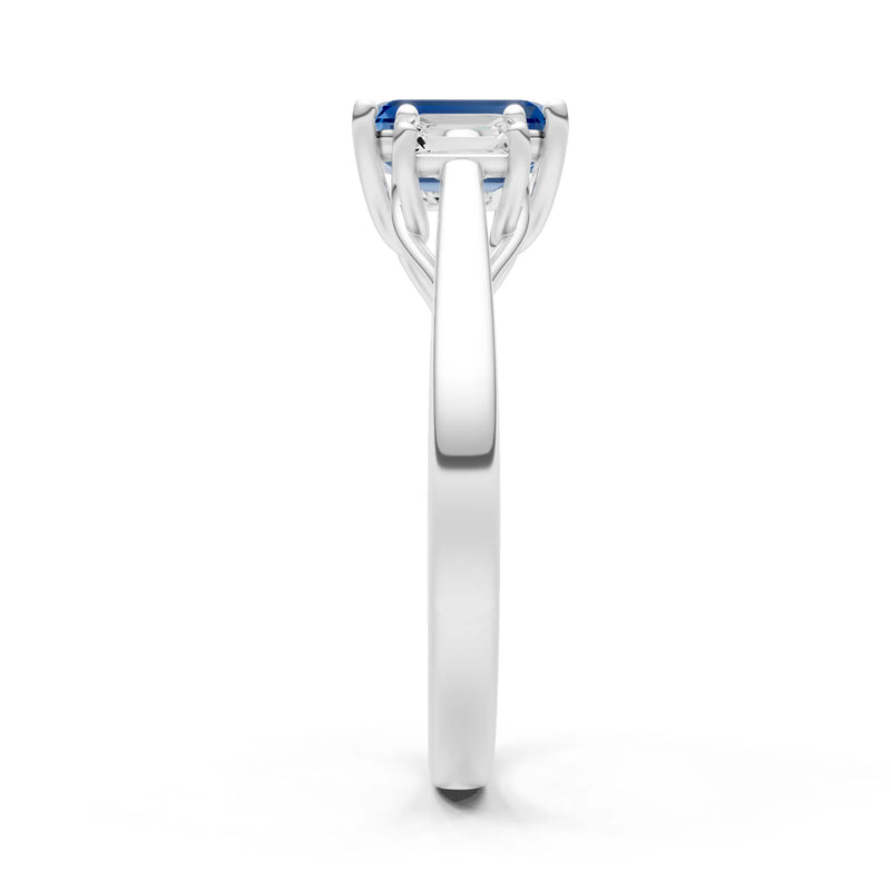 London Blue Topaz Three Emerald Cut Stone Ring