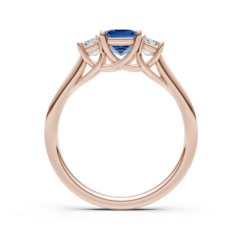 London Blue Topaz Three Emerald Cut Stone Ring