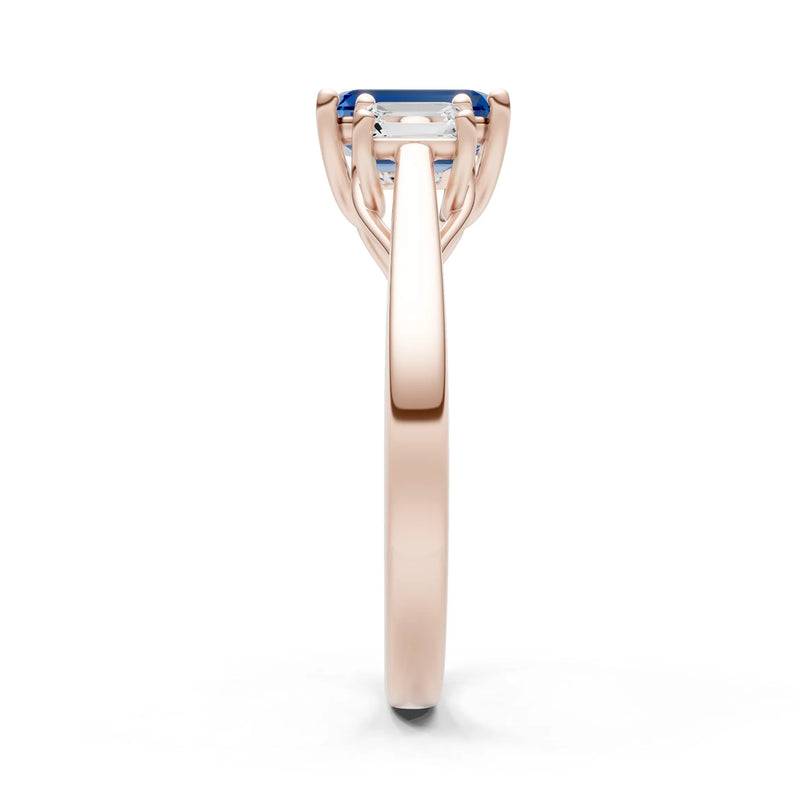 London Blue Topaz Three Emerald Cut Stone Ring