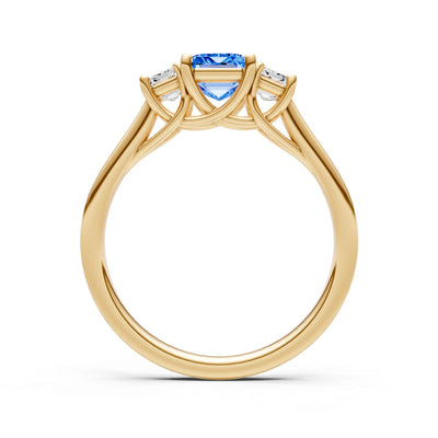 Swiss Blue Topaz Three Emerald Cut Stone Ring