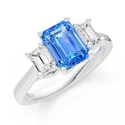 Three Emerald Cut Gemstone Gold Ring