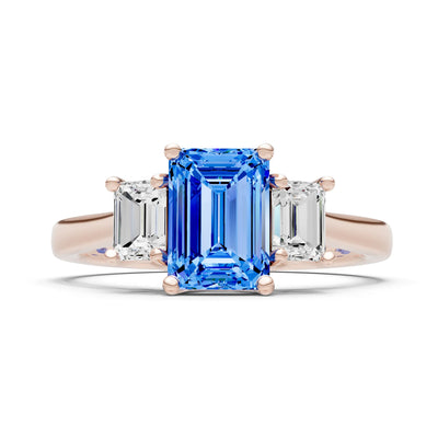 Three Emerald Cut Gemstone Gold Ring