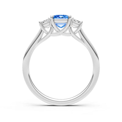 Swiss Blue Topaz Three Emerald Cut Stone Ring