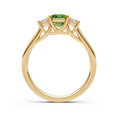 Peridot Three Emerald Cut Stone Ring