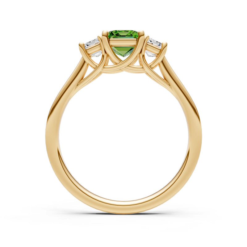 Peridot Three Emerald Cut Stone Ring