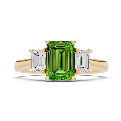 Peridot Three Emerald Cut Stone Ring