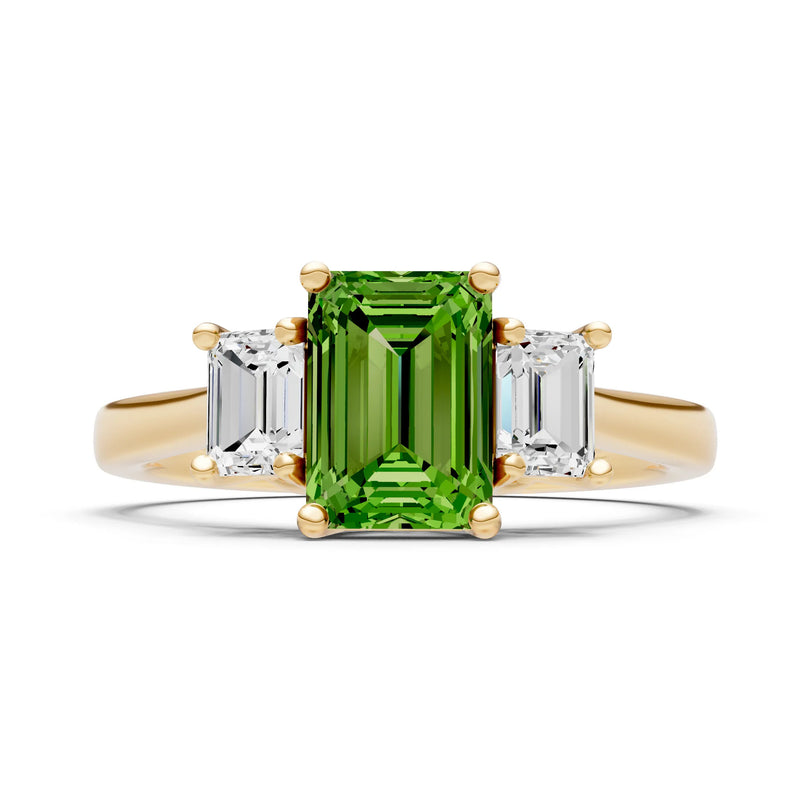 Peridot Three Emerald Cut Stone Ring