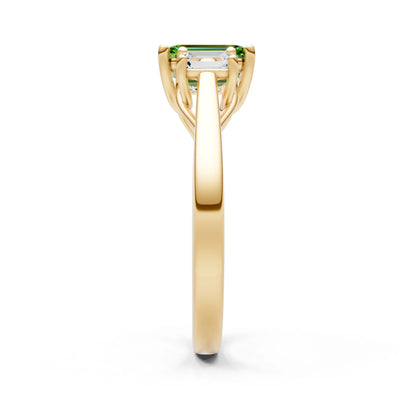 Peridot Three Emerald Cut Stone Ring