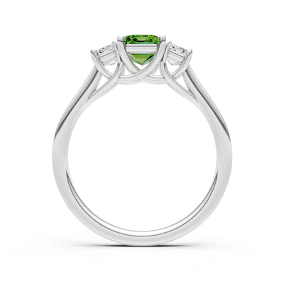 Peridot Three Emerald Cut Stone Ring