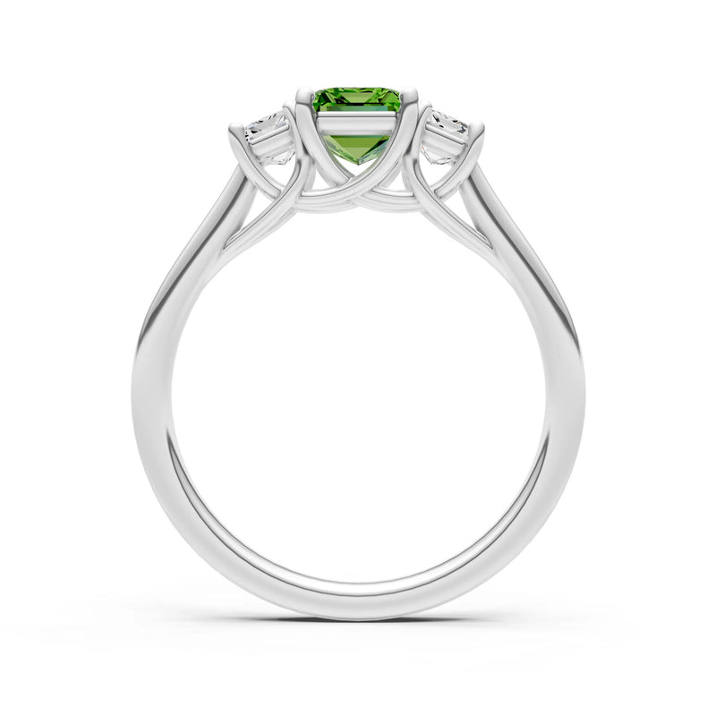 Peridot Three Emerald Cut Stone Ring