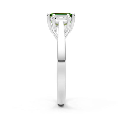 Peridot Three Emerald Cut Stone Ring