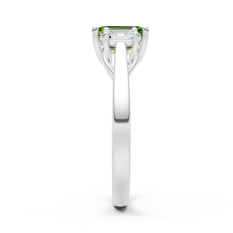 Peridot Three Emerald Cut Stone Ring