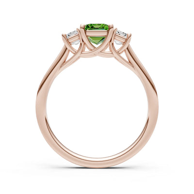 Peridot Three Emerald Cut Stone Ring