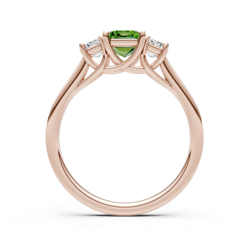 Peridot Three Emerald Cut Stone Ring