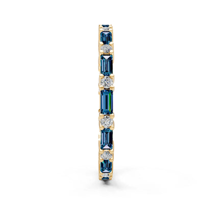 Alexandrite Baguette and Round Full Eternity Band