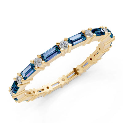 Alexandrite Baguette and Round Full Eternity Band
