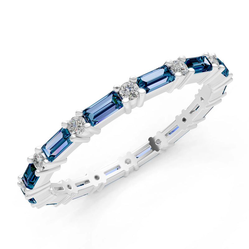 Alexandrite Baguette and Round Full Eternity Band