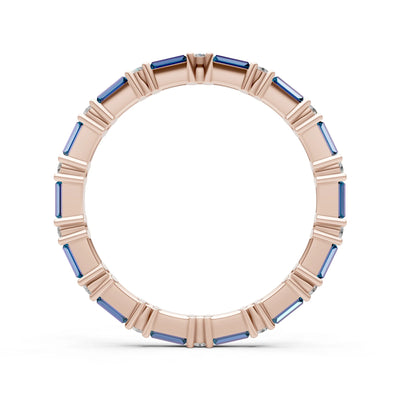 Alexandrite Baguette and Round Full Eternity Band
