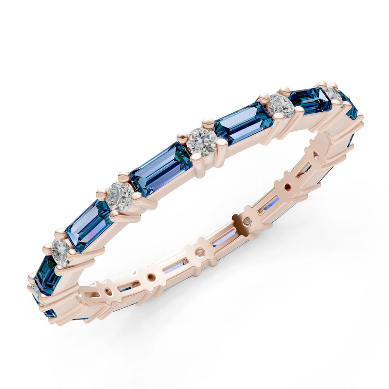 Alexandrite Baguette and Round Full Eternity Band