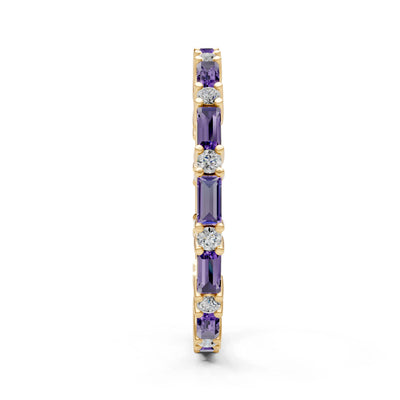 Amethyst Baguette and Round Full Eternity Band