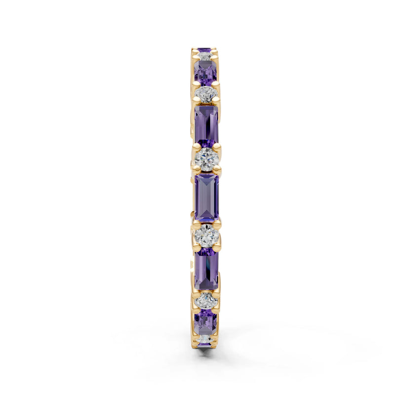 Amethyst Baguette and Round Full Eternity Band