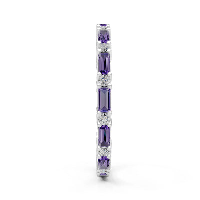 Amethyst Baguette and Round Full Eternity Band
