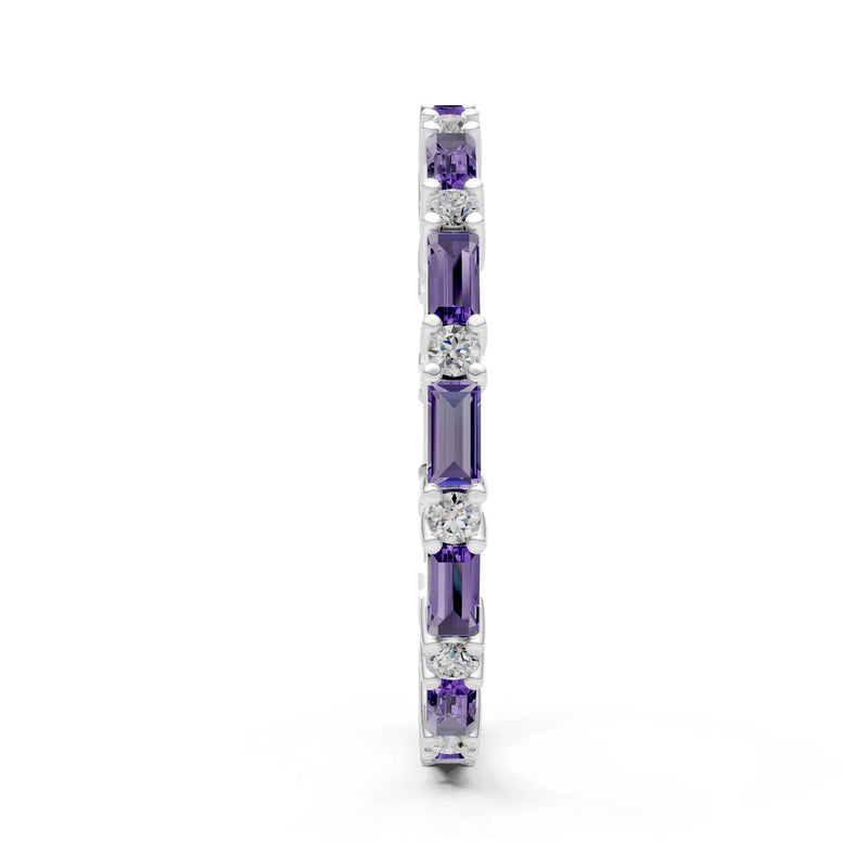 Amethyst Baguette and Round Full Eternity Band