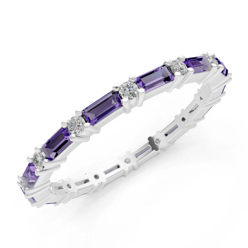 Amethyst Baguette and Round Full Eternity Band